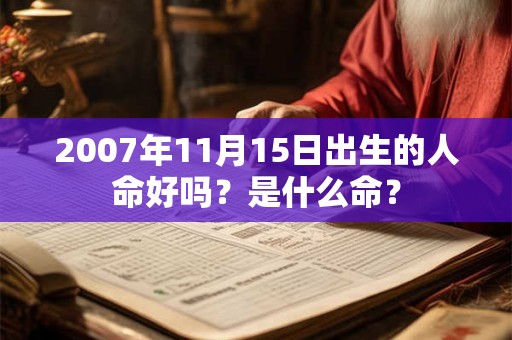 2007年11月15日出生的人命好吗？是什么命？