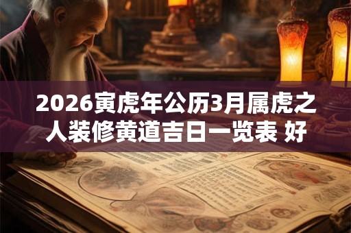 2026寅虎年公历3月属虎之人装修黄道吉日一览表 好日子查询