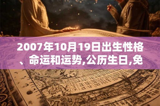 2007年10月19日出生性格、命运和运势,公历生日,免费算命
