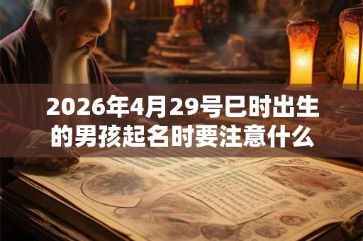 2026年4月29号巳时出生的男孩起名时要注意什么