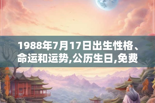 1988年7月17日出生性格、命运和运势,公历生日,免费算命
