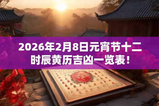 2026年2月8日元宵节十二时辰黄历吉凶一览表! 2026年2月8日元宵节十二时辰黄历吉凶一览表!