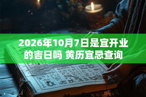 2026年10月7日是宜开业的吉日吗 黄历宜忌查询