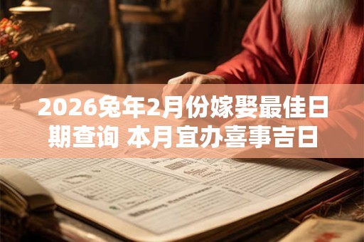2026兔年2月份嫁娶最佳日期查询 本月宜办喜事吉日 2026兔年2月份嫁娶最佳日期查询 本月宜办喜事吉日