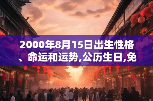 2000年8月15日出生性格、命运和运势,公历生日,免费算命