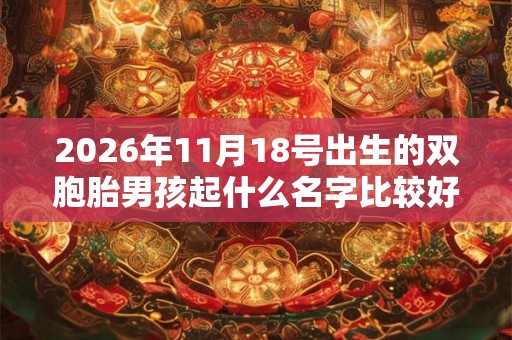 2026年11月18号出生的双胞胎男孩起什么名字比较好，五行属什么