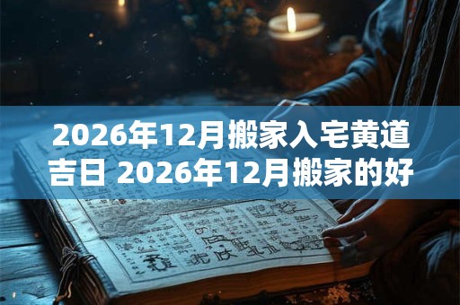 2026年12月搬家入宅黄道吉日 2026年12月搬家的好日子