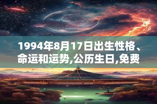 1994年8月17日出生性格、命运和运势,公历生日,免费算命 1994年8月17日出生性格、命运和运势,公历生日,免费算命