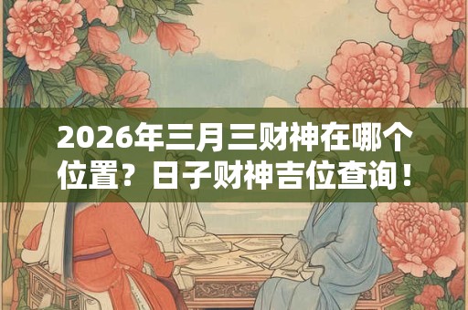 2026年三月三财神在哪个位置？日子财神吉位查询！