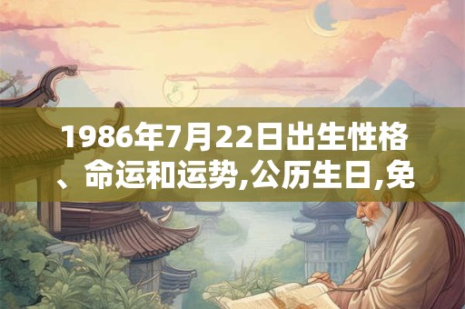 1986年7月22日出生性格、命运和运势,公历生日,免费算命 1986年7月22日出生性格、命运和运势,公历生日,免费算命