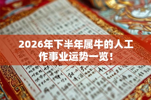 2026年下半年属牛的人工作事业运势一览！