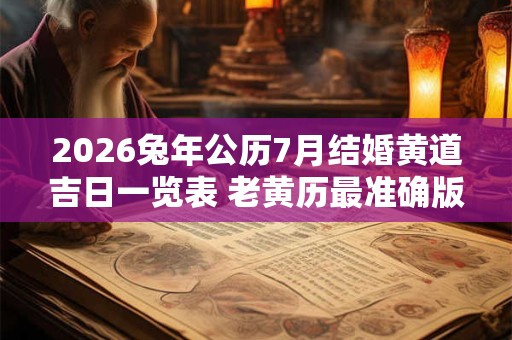 2026兔年公历7月结婚黄道吉日一览表 老黄历最准确版本