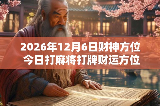 2026年12月6日财神方位 今日打麻将打牌财运方位! 2026年12月6日财神方位 今日打麻将打牌财运方位!