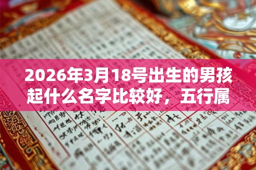 2026年3月18号出生的男孩起什么名字比较好，五行属什么
