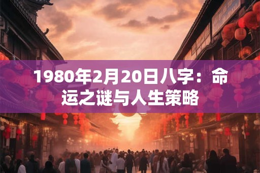 1980年2月20日八字:命运之谜与人生策略 1980年2月20日八字:命运之谜与人生策略