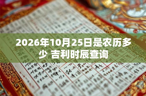 2026年10月25日是农历多少 吉利时辰查询 2026年10月25日是农历多少 吉利时辰查询