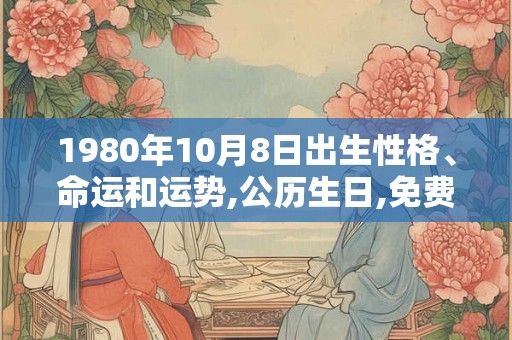 1980年10月8日出生性格、命运和运势,公历生日,免费算命 1980年10月8日出生性格、命运和运势,公历生日,免费算命