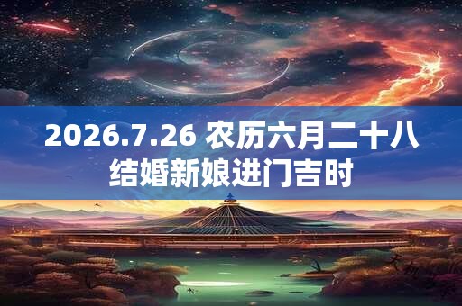2026.7.26 农历六月二十八结婚新娘进门吉时 2026.7.26 农历六月二十八结婚新娘进门吉时