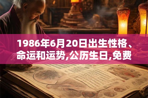 1986年6月20日出生性格、命运和运势,公历生日,免费算命