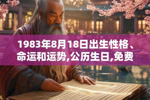 1983年8月18日出生性格、命运和运势,公历生日,免费算命