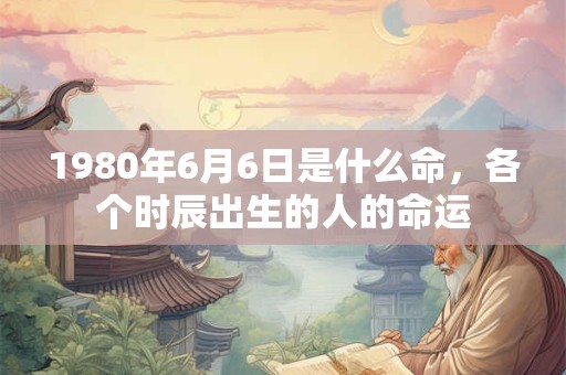 1980年6月6日是什么命，各个时辰出生的人的命运