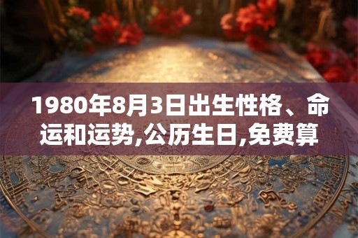1980年8月3日出生性格、命运和运势,公历生日,免费算命