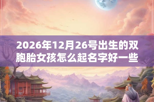 2026年12月26号出生的双胞胎女孩怎么起名字好一些，五行属什么？