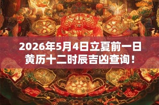 2026年5月4日立夏前一日黄历十二时辰吉凶查询！