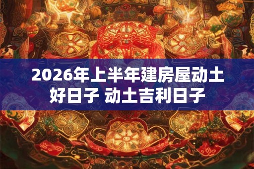 2026年上半年建房屋动土好日子 动土吉利日子