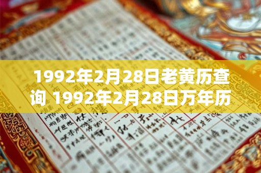 1992年2月28日老黄历查询 1992年2月28日万年历黄道吉日