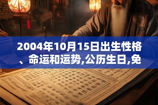 2004年10月15日出生性格、命运和运势,公历生日,免费算命 2004年10月15日出生性格、命运和运势,公历生日,免费算命