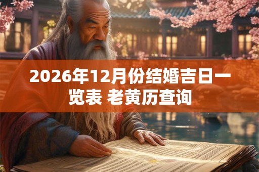 2026年12月份结婚吉日一览表 老黄历查询 2026年12月份结婚吉日一览表 老黄历查询