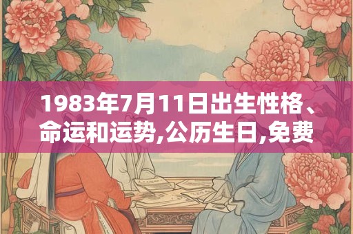 1983年7月11日出生性格、命运和运势,公历生日,免费算命