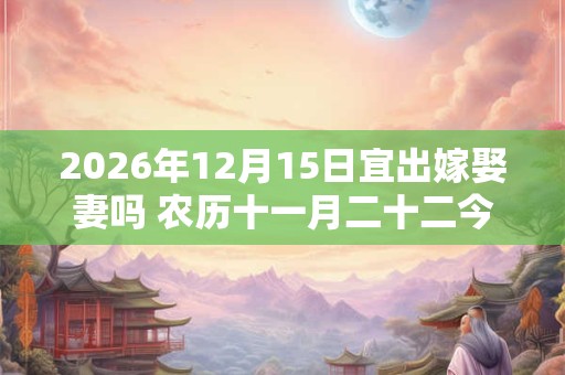 2026年12月15日宜出嫁娶妻吗 农历十一月二十二今日黄历