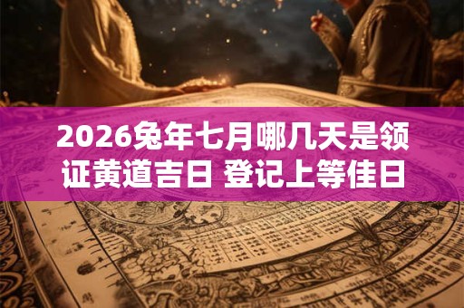 2026兔年七月哪几天是领证黄道吉日 登记上等佳日