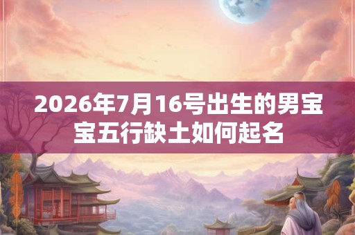 2026年7月16号出生的男宝宝五行缺土如何起名