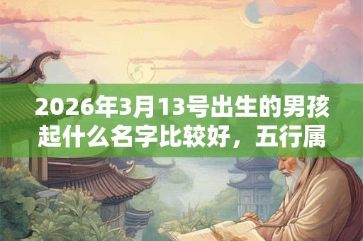 2026年3月13号出生的男孩起什么名字比较好，五行属什么