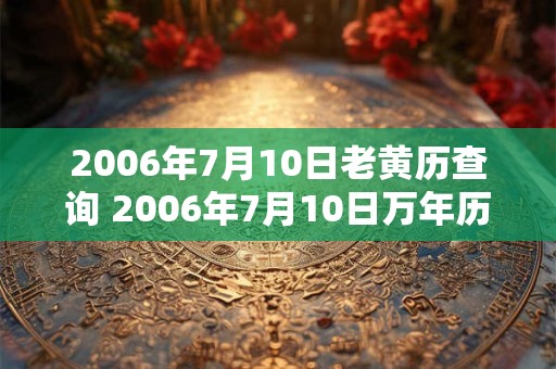 2006年7月10日老黄历查询 2006年7月10日万年历黄道吉日 2006年7月10日老黄历查询 2006年7月10日万年历黄道吉日