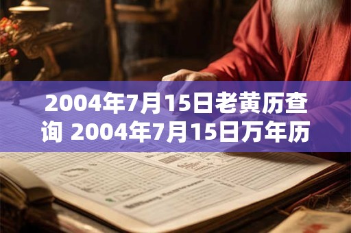 2004年7月15日老黄历查询 2004年7月15日万年历黄道吉日