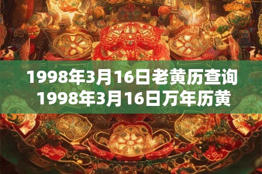 1998年3月16日老黄历查询 1998年3月16日万年历黄道吉日