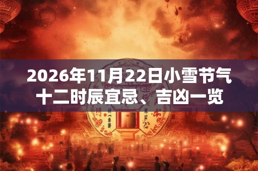 2026年11月22日小雪节气十二时辰宜忌、吉凶一览 2026年11月22日小雪节气十二时辰宜忌、吉凶一览