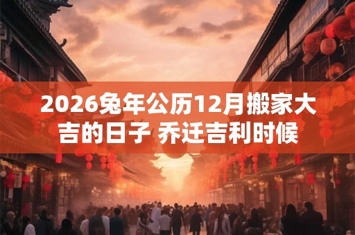 2026兔年公历12月搬家大吉的日子 乔迁吉利时候