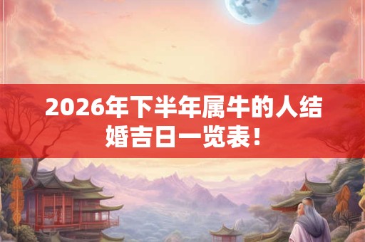 2026年下半年属牛的人结婚吉日一览表! 2026年下半年属牛的人结婚吉日一览表!