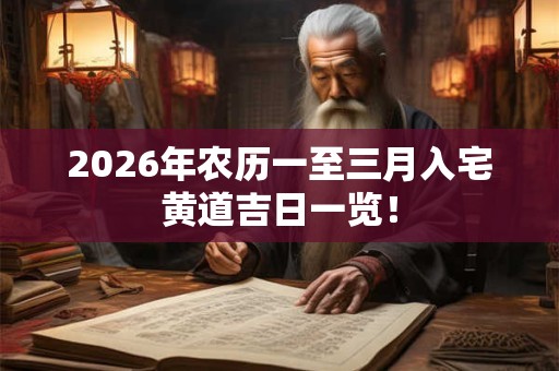 2026年农历一至三月入宅黄道吉日一览！