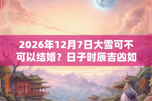 2026年12月7日大雪可不可以结婚？日子时辰吉凶如何？