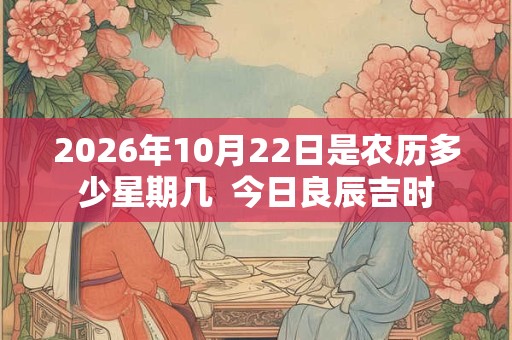 2026年10月22日是农历多少星期几  今日良辰吉时