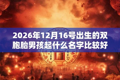 2026年12月16号出生的双胞胎男孩起什么名字比较好，五行属什么