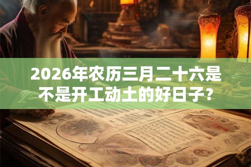 2026年农历三月二十六是不是开工动土的好日子？
