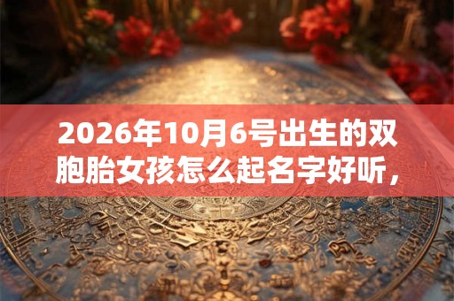2026年10月6号出生的双胞胎女孩怎么起名字好听,五行属什么? 2026年10月6号出生的双胞胎女孩怎么起名字好听,五行属什么?