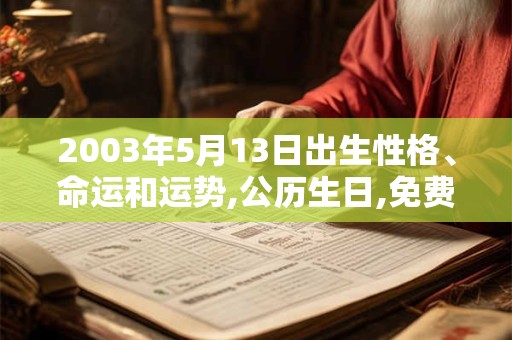 2003年5月13日出生性格、命运和运势,公历生日,免费算命 2003年5月13日出生性格、命运和运势,公历生日,免费算命